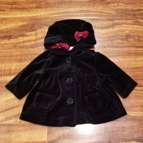 Gymboree NWT/EUC 0-3 months velour hoodie, bear cardigan and plaid bow headband - Picture 2 of 12
